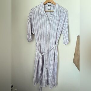 Magaschoni Linen Striped Shirt with Collar Size M